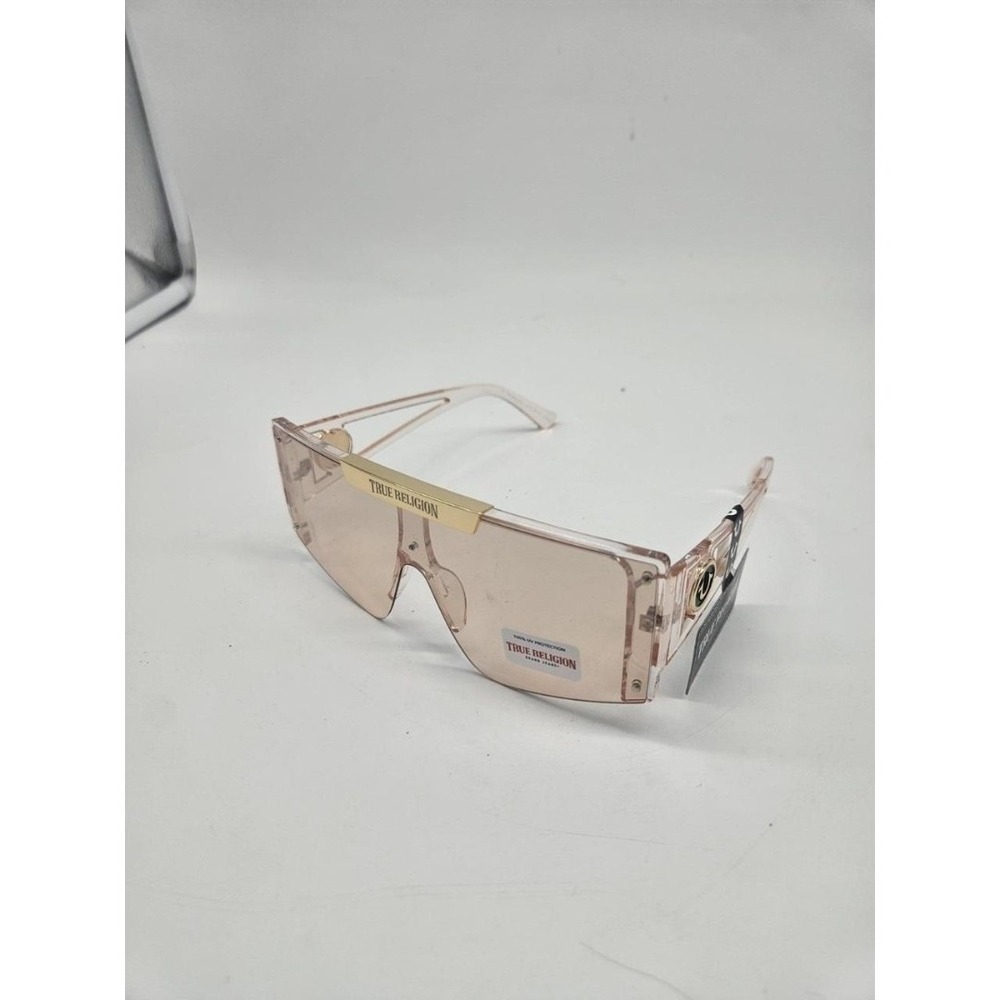 True Religion Crystal Shield Peach Frame Oversized Sunglasses